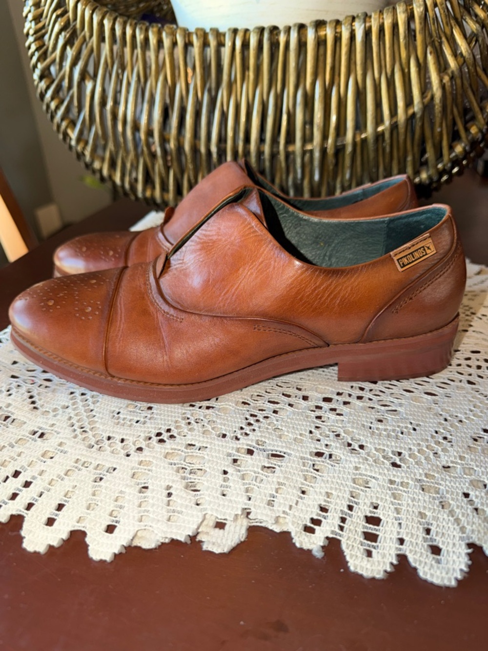 PIKOLINOS Women's Slip-On Leather Loafers in Cognac Brown - Picture 3 of 7